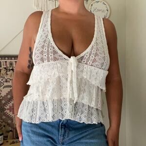 y2k fang sheer lace ruffle tank vintage 2000s boho cottage fairy coastal cowgirl